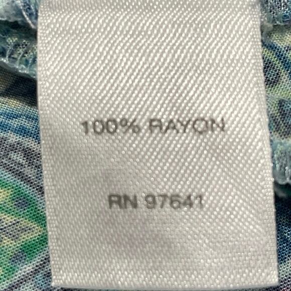 J Jill Tunic Top Blue/GN Small Lotus Floral Sleeveless Button-down Resort Casual - Picture 5 of 6